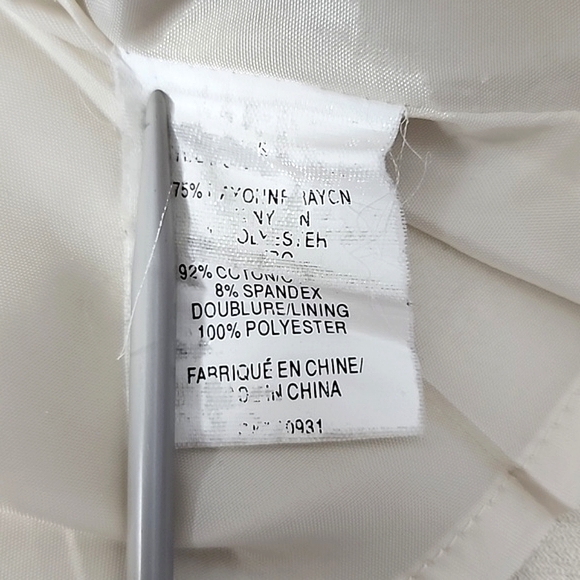 Melanie Lyne Cream Midi A-Line Slit Flowy Lined Cotton Blend Skirt Size 12 - Picture 11 of 15